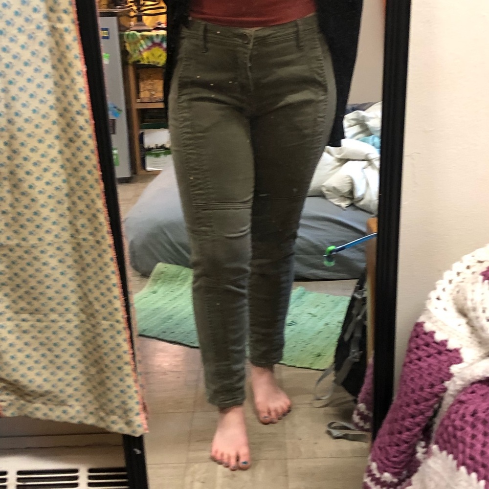 Green straight leg pants